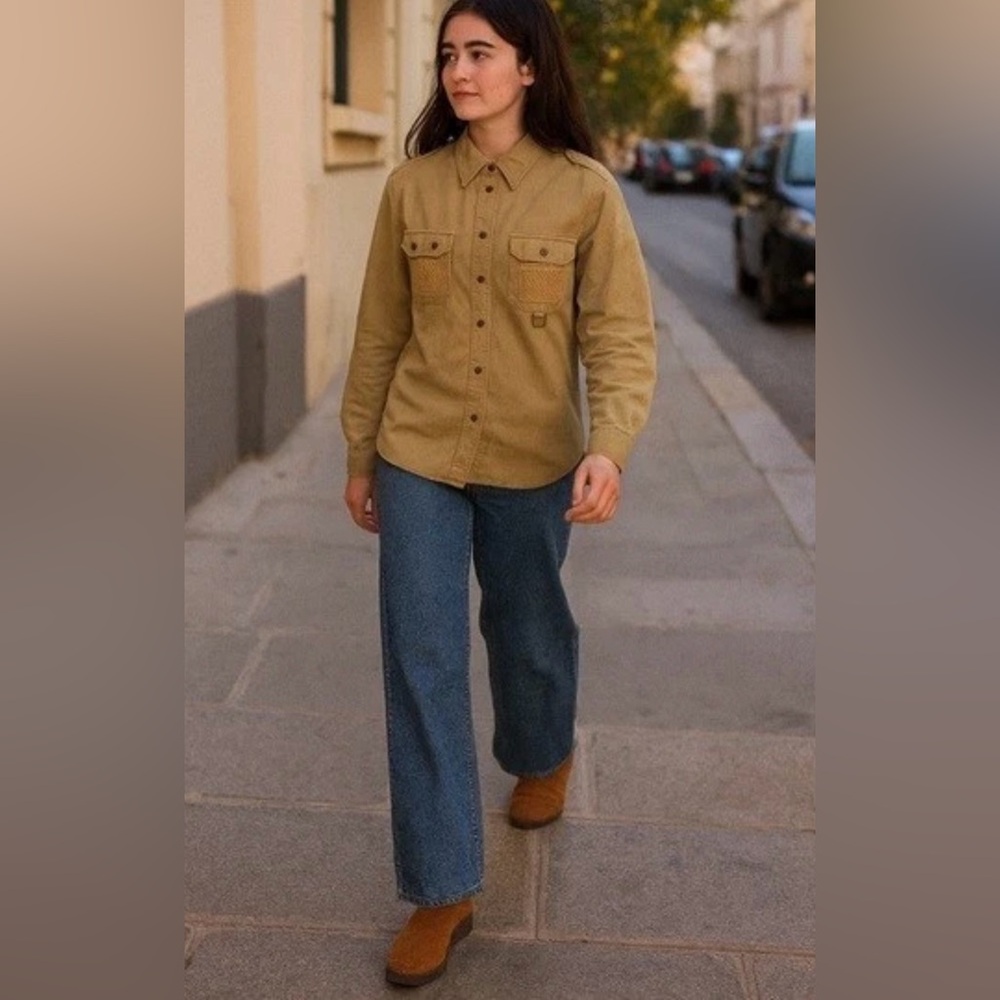 Vintage Women’s RALPH LAUREN Safari Field Shirt Khaki Utility Pockets Medium